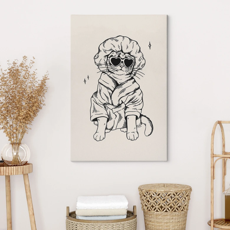 Leinwandbild Entspannte Katze mit Herzbrille - Royle 
