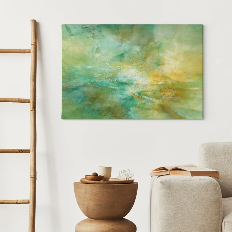 Canvastavla Abstrakt horisont i limegrönt - Schmucker 