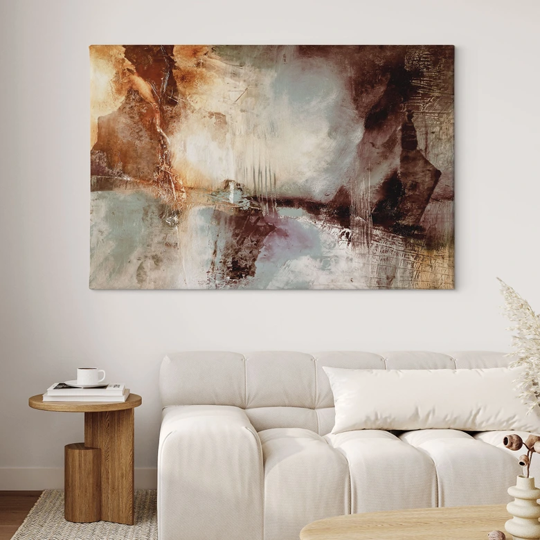 Leinwandbild Abstrakt - Goldene Spuren im Nebellicht - Schmucker 