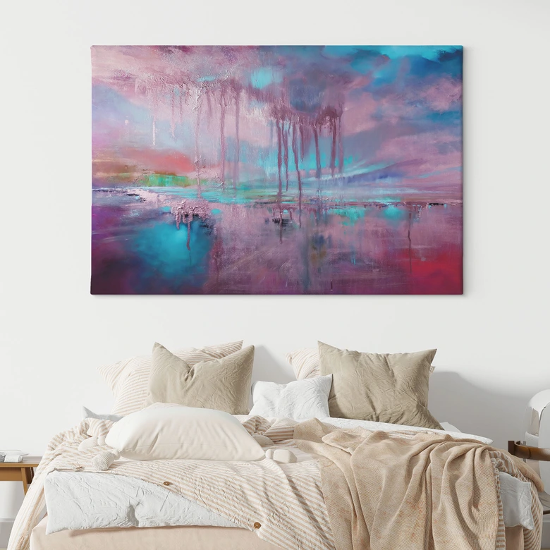 Canvas print Violet rain over blue haze - Schmucker 