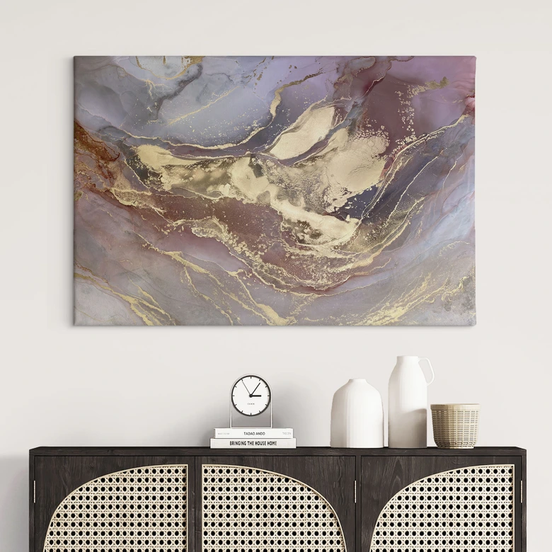 Leinwandbild Edle Strukturen in Gold und Violett - Shelest 