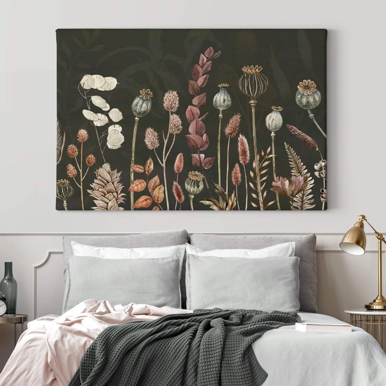 Leinwandbild Sir Edward - Trockenblumen Oliv 