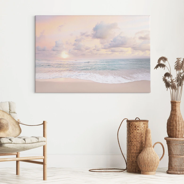 Tableau sur toile Coucher de soleil sur la plage et la mer - Sisi & Seb 