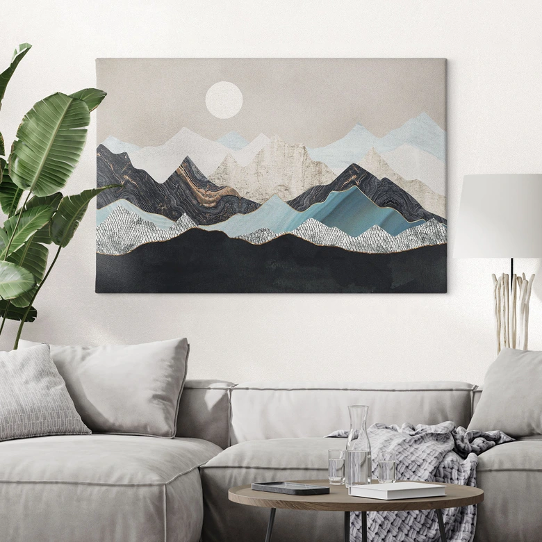 Lienzo Paisaje montañoso tranquilo al atardecer - SpaceFrog Designs 