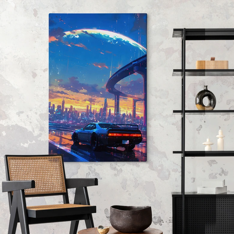 Lienzo Viaje en coche bajo la lluvia - Takkar 