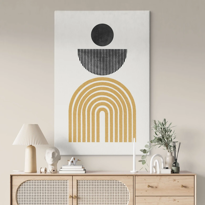 Leinwandbild Abstrakte Komposition mit Kreis und Halbbogen - The Miuus Studio 