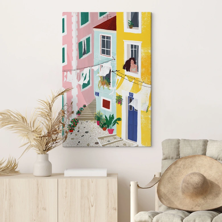Leinwandbild Sommerliche Häuser Illustration - Tomljanovic 