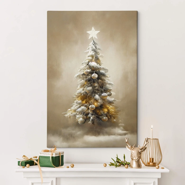 Lienzo Árbol de Navidad dorado - Treechild 