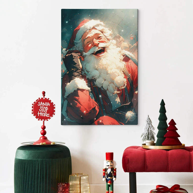 Leinwandbild Lachender Weihnachtsmann - Treechild 