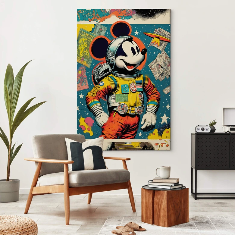 Leinwandbild Treechild - Mickey als Astronaut im Retro Stil 