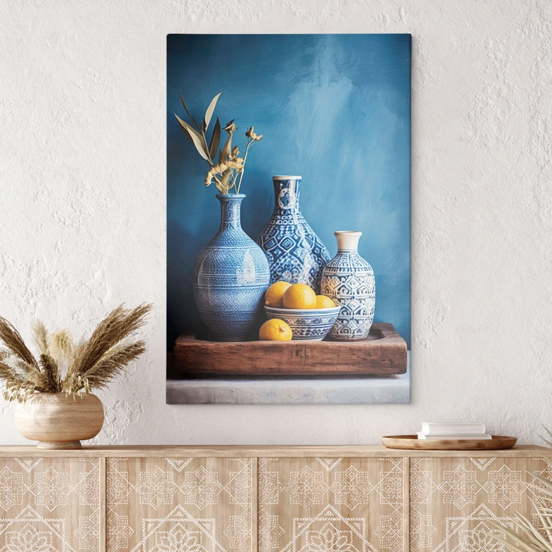 Canvastavla stilleben med vaser och citroner - Treechild 