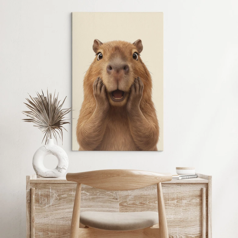 Leinwandbild Überraschtes Capybara 