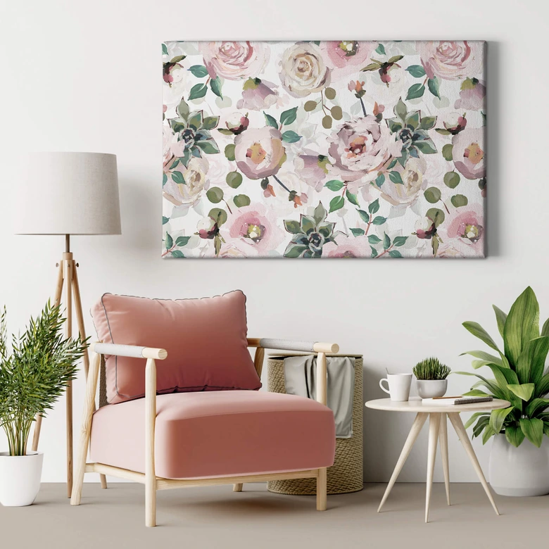 Canvastavla UN Designs - Blommor i målningsstil 