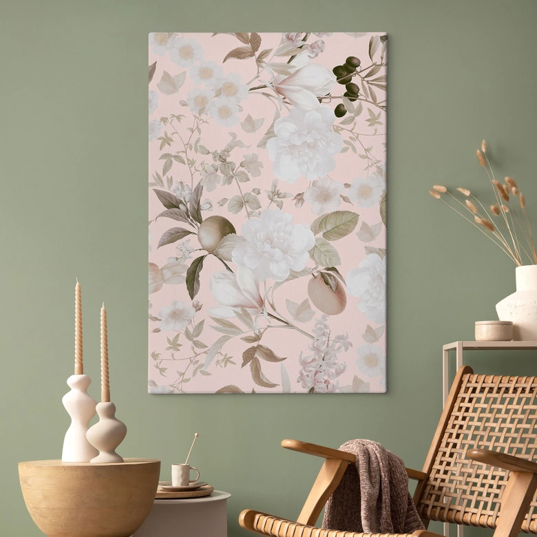 Leinwandbild Boho-Illustration mit Blumen und Früchten - UN Designs 
