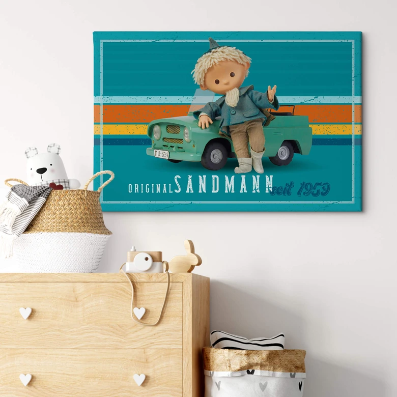 Leinwandbild Unser Sandmännchen - Sandmann mit Trabi 