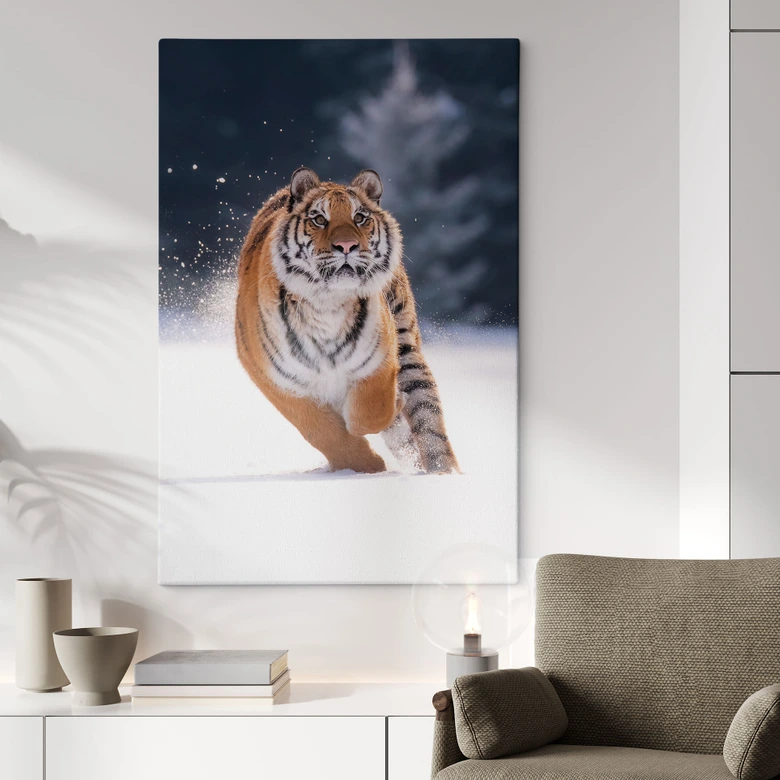 Leinwandbild Sibirischer Tiger im Schnee - van Duijn 