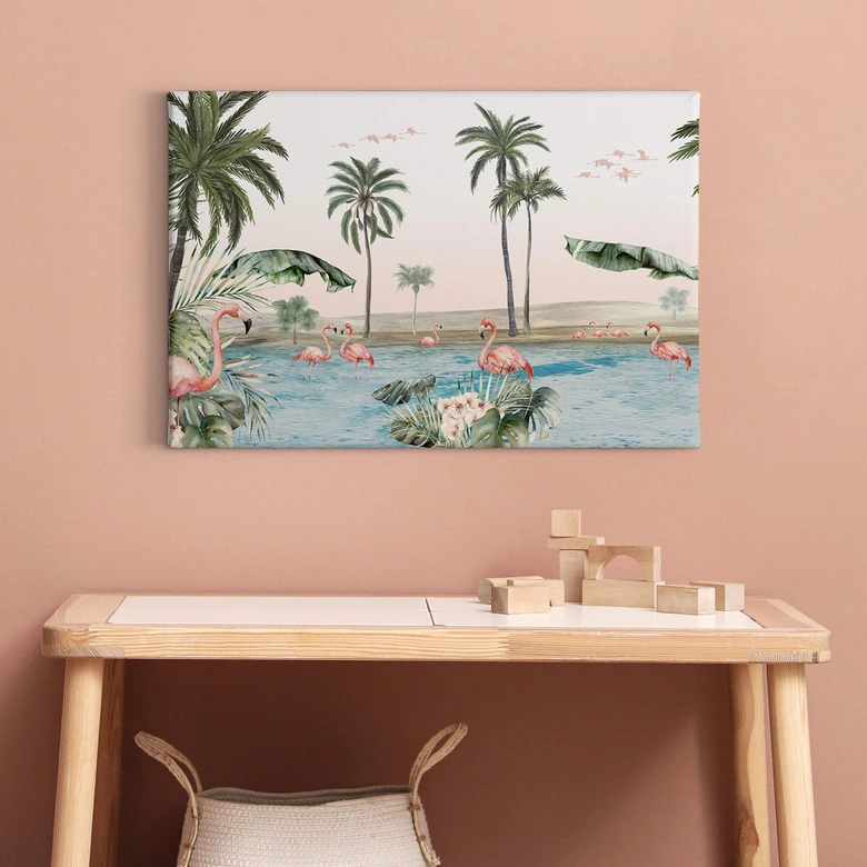 Leinwandbild Kikki Belle - Flamingo Oase 