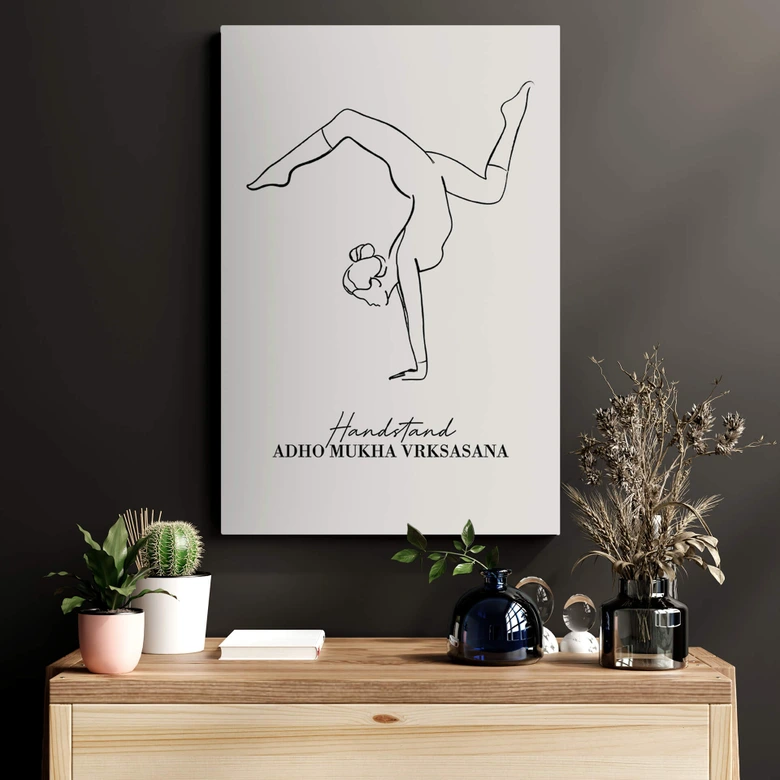 Leinwandbild Yoga - Handstand - Line Art 