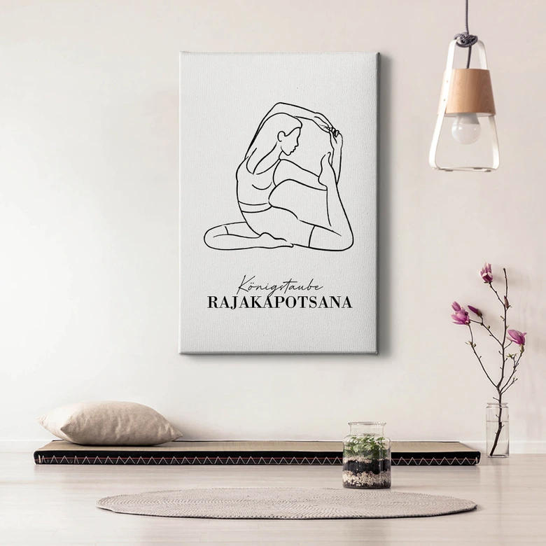 Leinwandbild Yoga - Königstaube - Line Art 