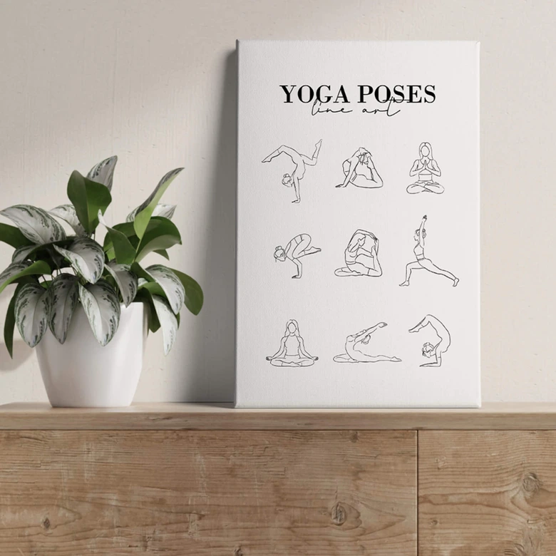 Leinwandbild Yoga - Poses - Line Art 