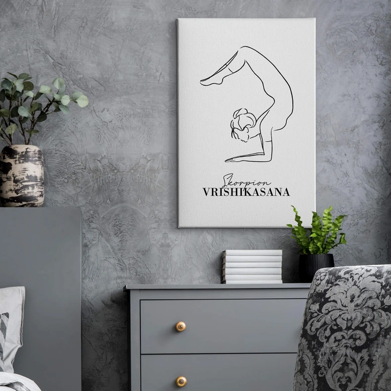 Leinwandbild Yoga Skorpion - Line Art 