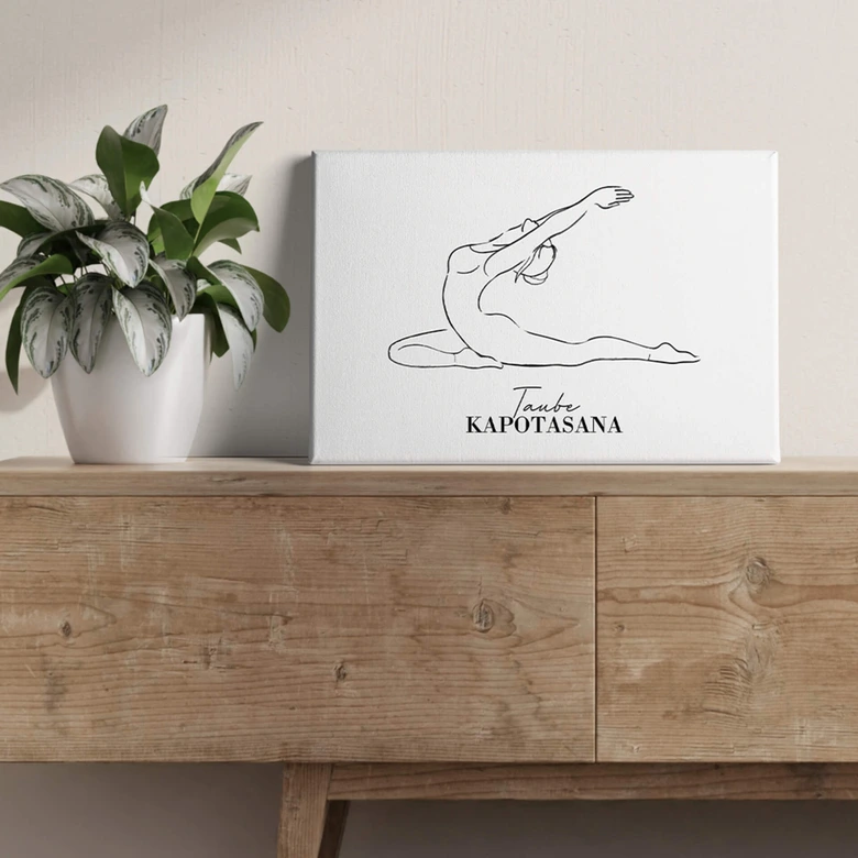 Leinwandbild Yoga - Taube - Line Art 