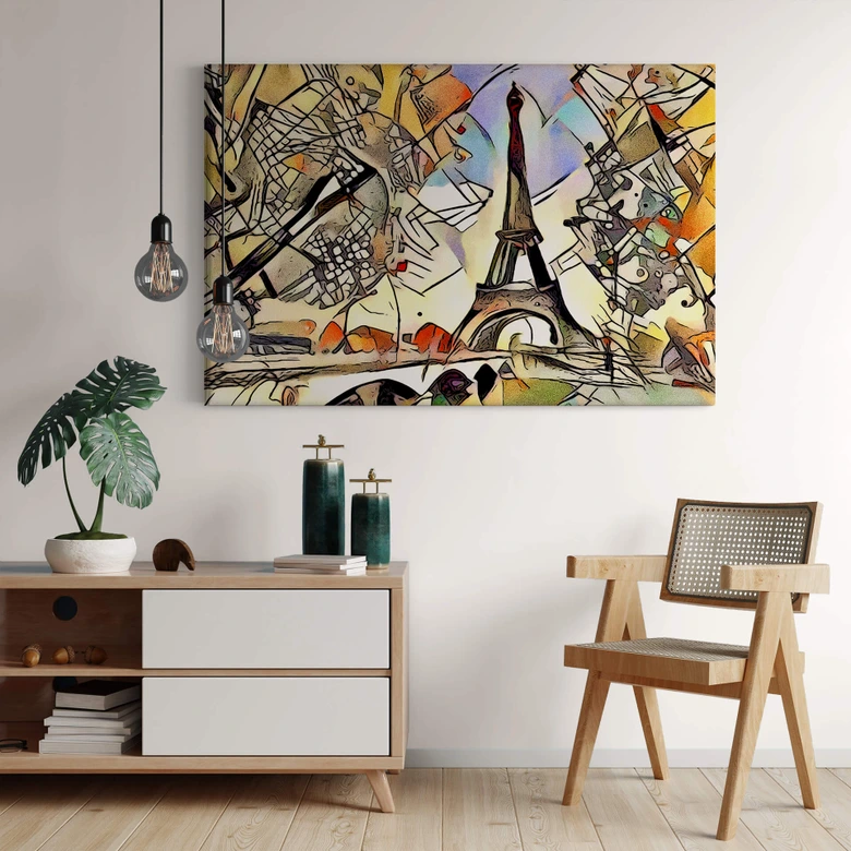 Leinwandbild Zamart - Kandinsky trifft Paris Eifelturm 