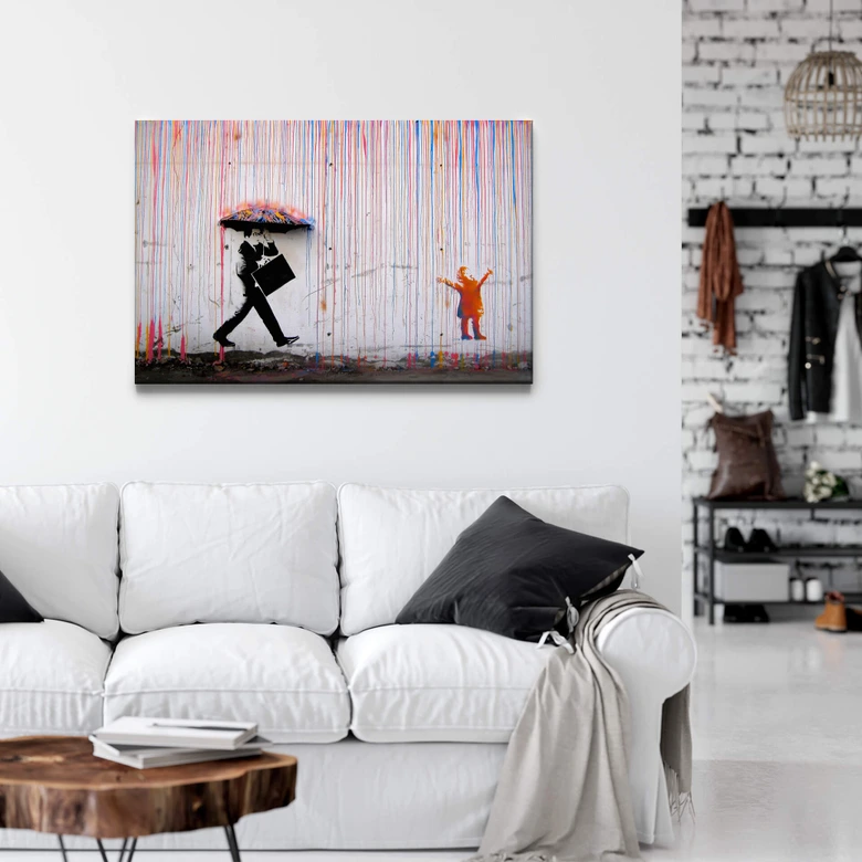 Tableau sur toile Banksy - Coloured Rain 