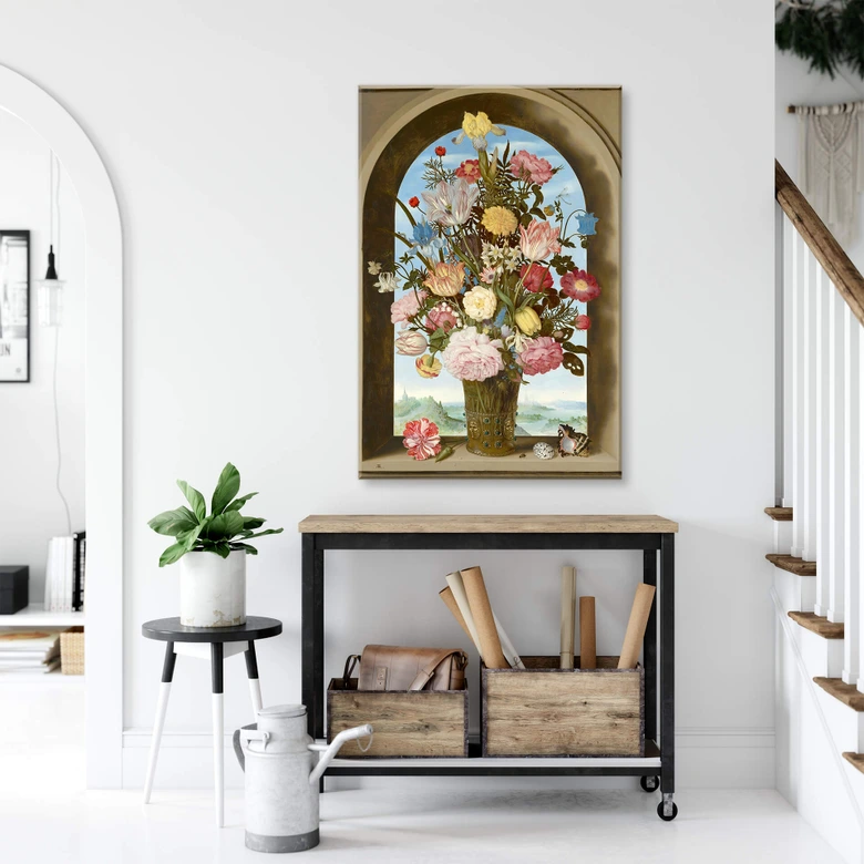 Leinwandbild Bosschaert - Blumenvase in einer Fensternische 