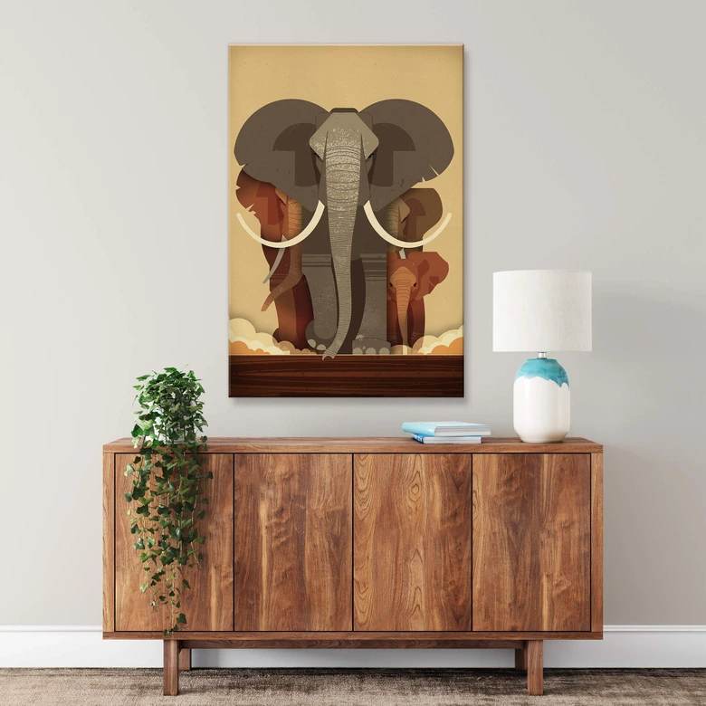 Leinwandbild Braun - Elephants 