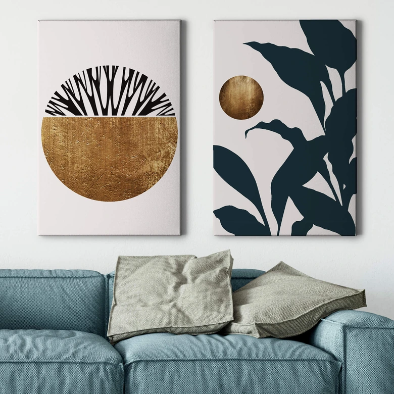 Obraz na płótnie Kubistika - Drzewo życia - złoty 