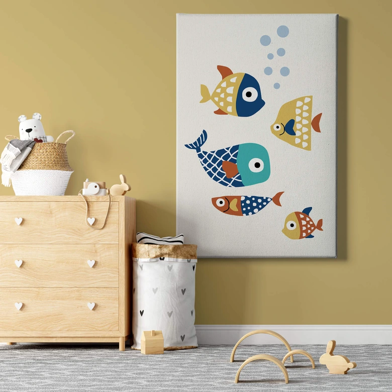 Canvastavla Kubistika - Färgglad fisk 