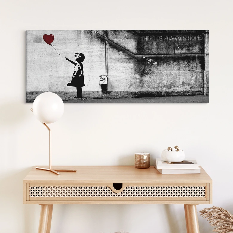 Canvas schilderij Banksy - Meisje met ballon - Panorama 
