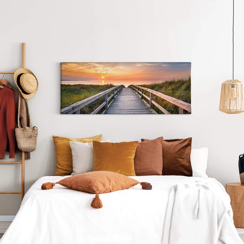 Leinwandbild Dünen im Sonnenuntergang - Panorama 