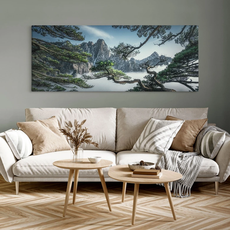 Lienzo Bosque de pinos en las montañas Huang Shan - NingYun Ye - Panorama 