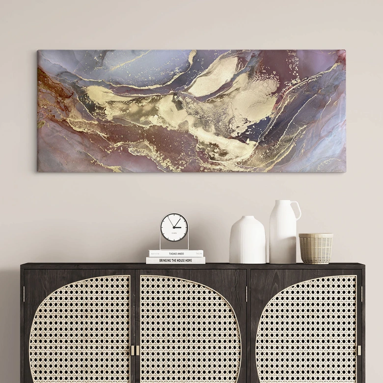 Leinwandbild Edle Strukturen in Gold und Violett - Shelest - Panorama 