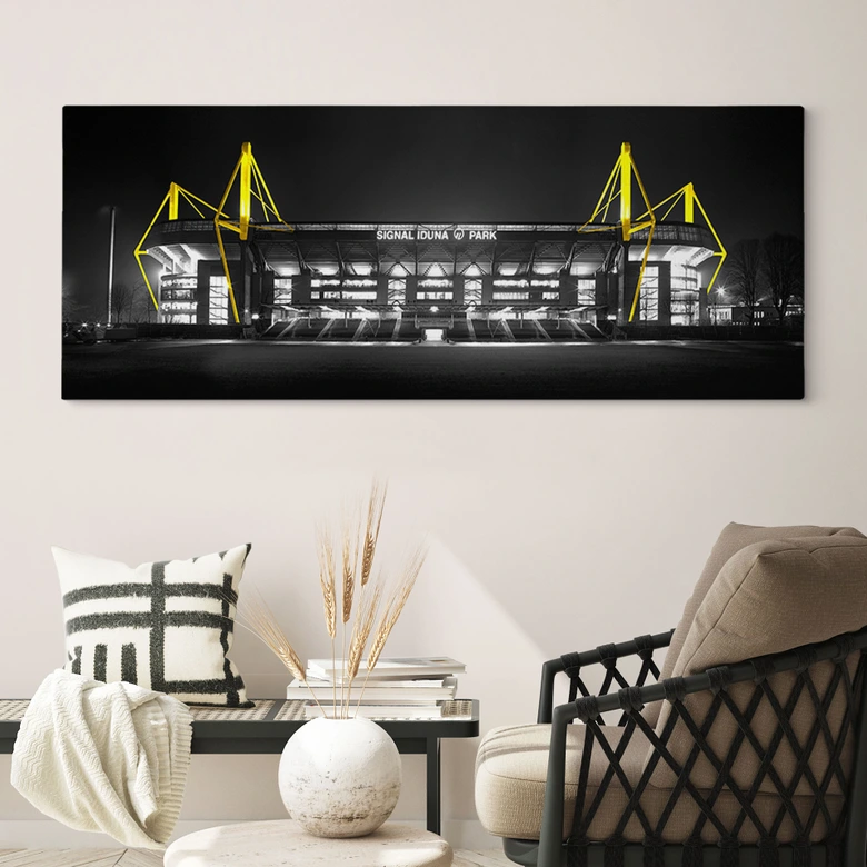 Canvas schilderij stadion in Dortmund - Grijs 