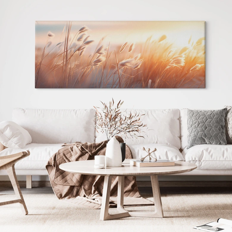 Canvastavla Dyngräs i kvällssol - Treechild - Panorama 