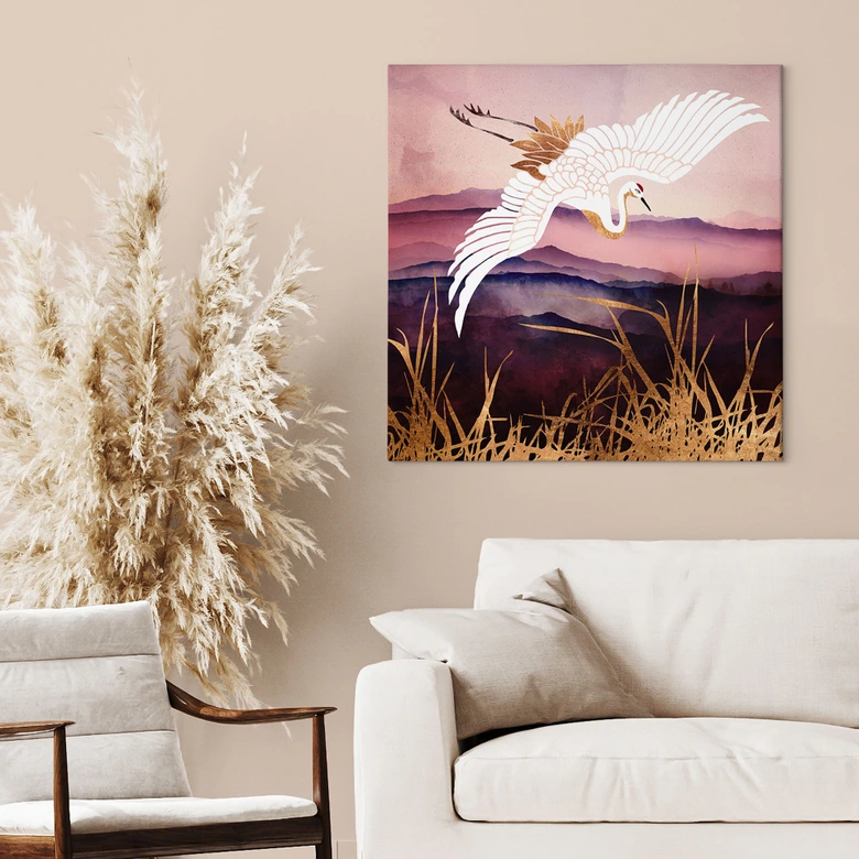 Leinwandbild Eleganter Kranich - SpaceFrog Designs 