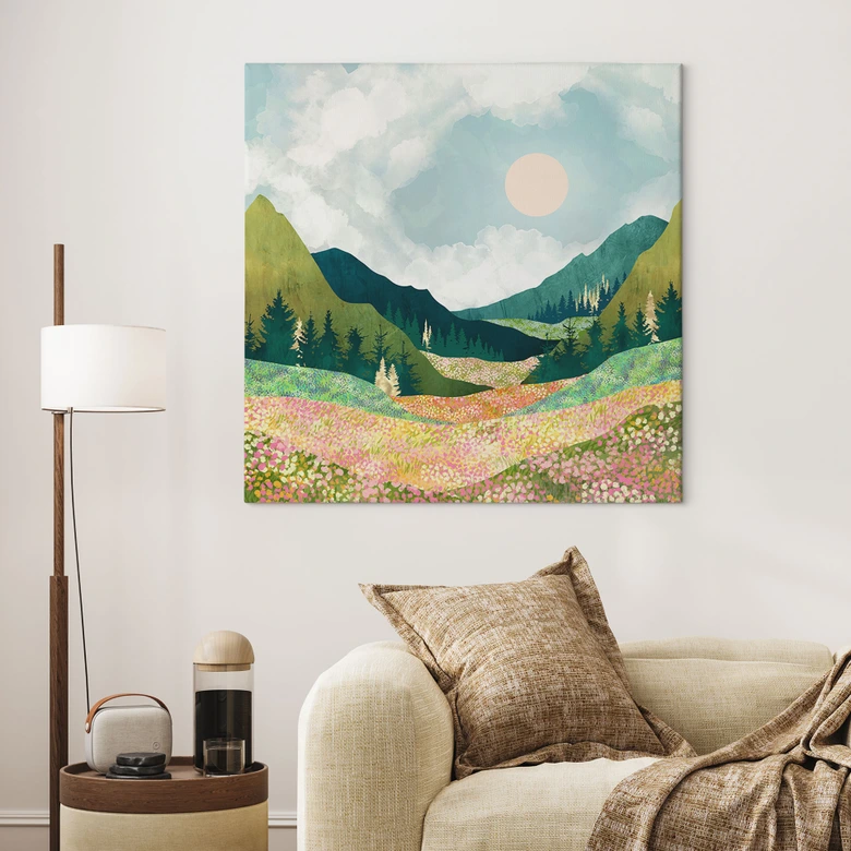 Canvas Kleurrijke lenteweide - SpaceFrog Designs 