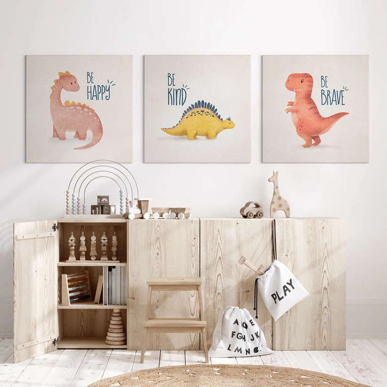 Leinwandbild Dino Be Kind - Stegosaurus - Tunaboylu - Quadratisch 