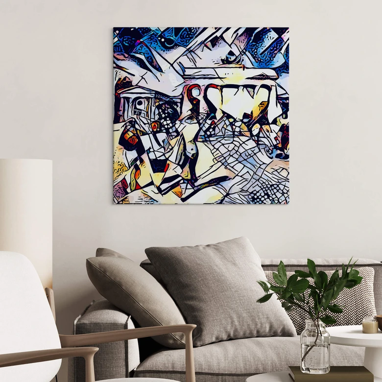 Leinwandbild Zamart - Kandinsky trifft Berlin Himmelblau - Quadratisch 