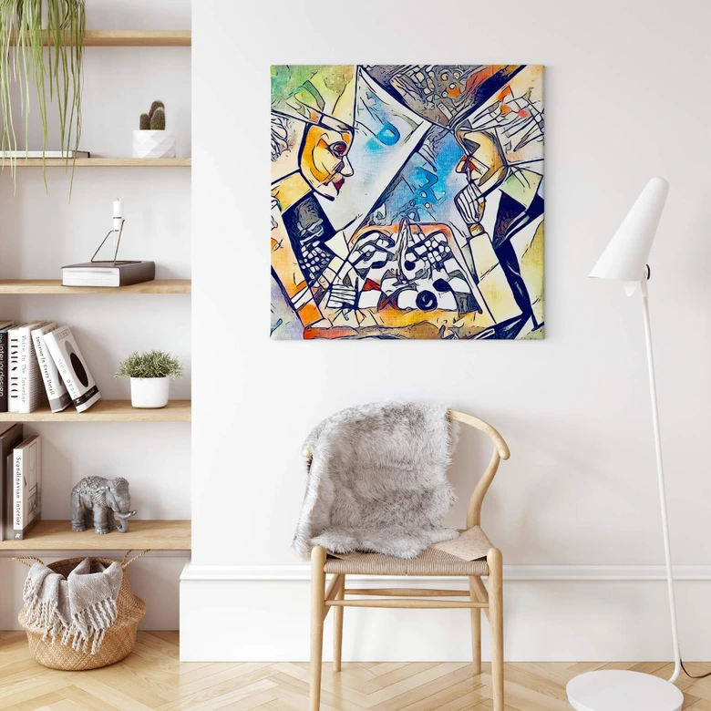 Lienzo Zamart - Dos jugadores de ajedrez - Cuadrado 