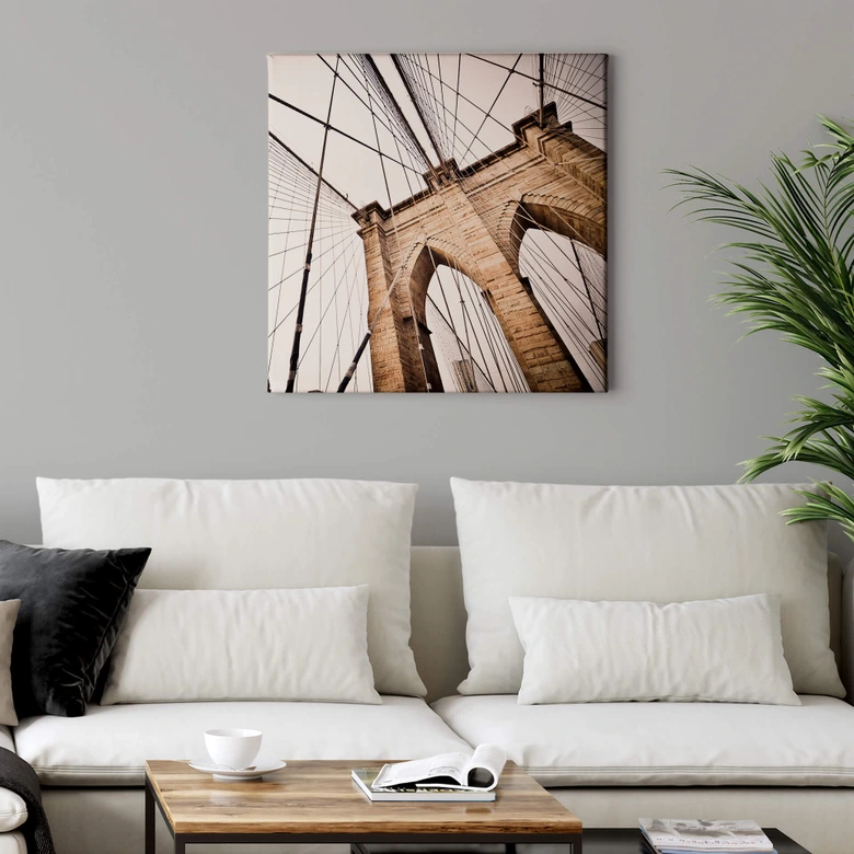 Leinwandbild Brooklyn Bridge Perspektive 2 - Quadratisch 
