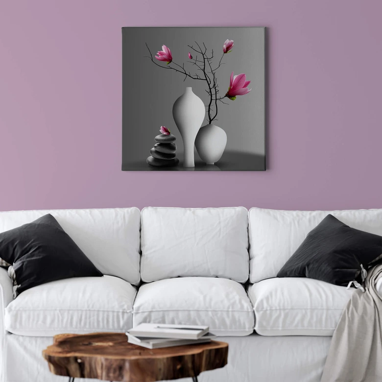 Canvas Magnoliatak in Witte Vaas 