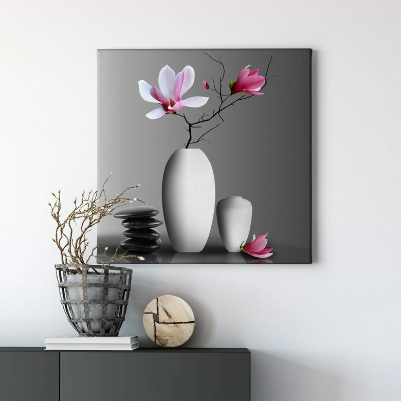 Leinwandbild Magnolienzweig - Quadratisch 