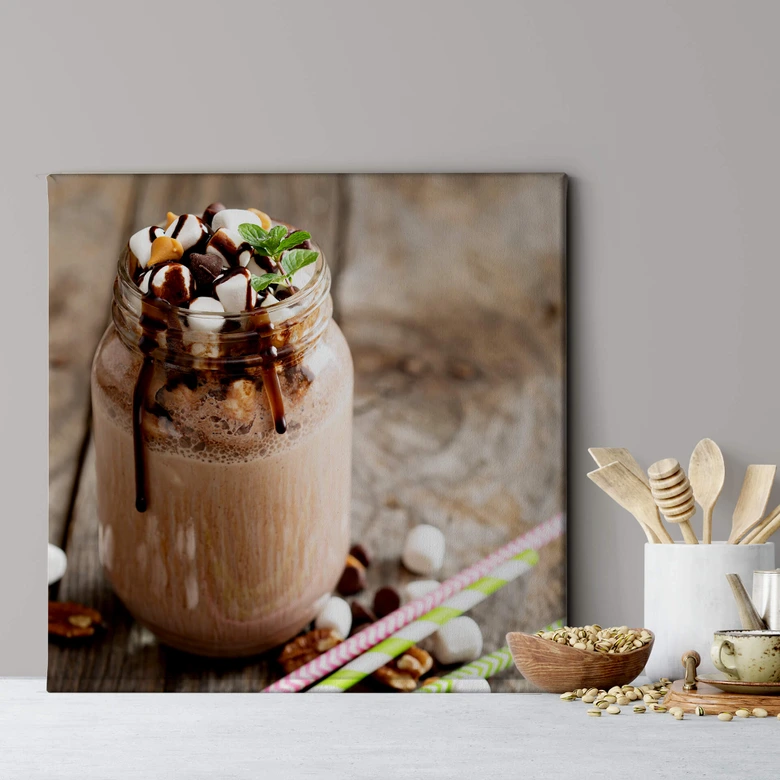 Leinwandbild Schoko Milchshake - Quadratisch 