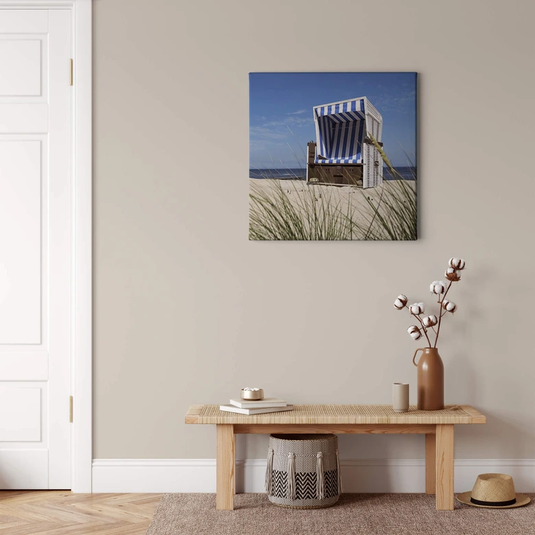 Leinwandbild Strandkorb - Quadratisch 