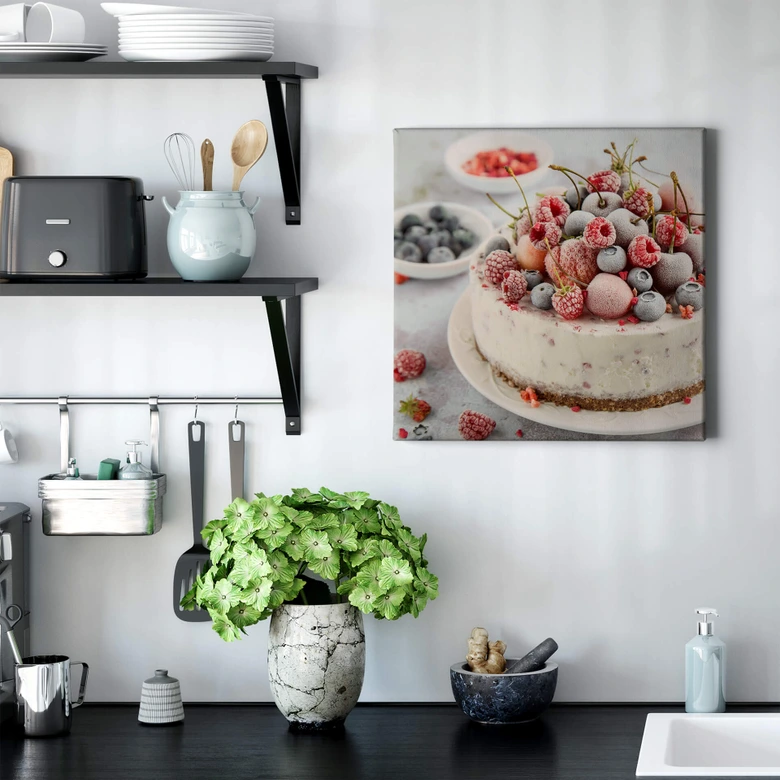 Leinwandbild Torte mit Beeren - Quadratisch 