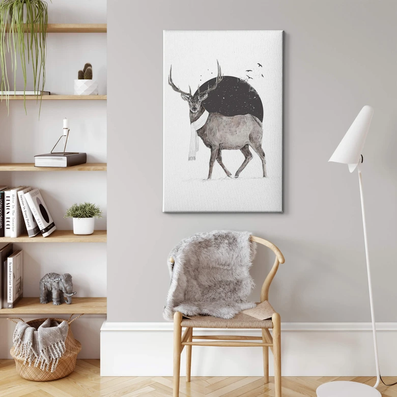 Leinwandbild Solti - Hirsch im Winter 